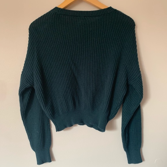 Navy blue cropped crew neck sweater - Picture 3 of 3